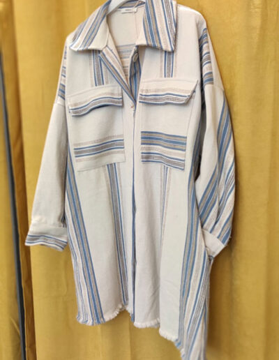chemise épaisse hiver blanche et bleue