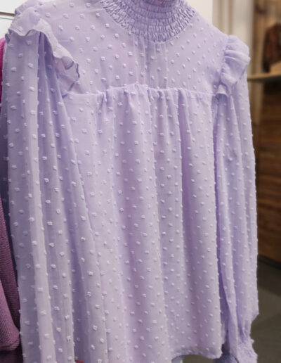 chemisier mauve col élastique
